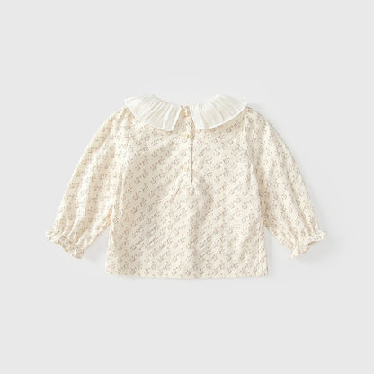 Baby Kids Girls Floral Pattern Long Sleeves Top with Collar