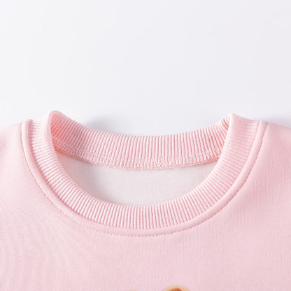 Girls Cartoon Pattern Long Sleeves Pullover and Striped Pants 2-piece Clothing Set