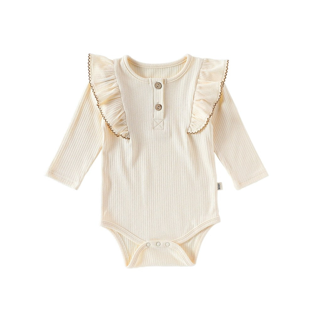 Baby Unisex Long Sleeves Casual Plain Crew Neck Bodysuit and Pants 2-piece Clothing Sets