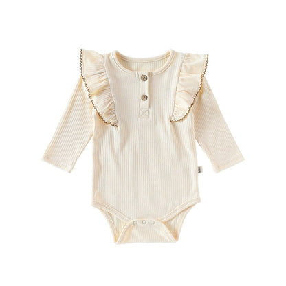 Baby Unisex Long Sleeves Casual Plain Crew Neck Bodysuit and Pants 2-piece Clothing Sets