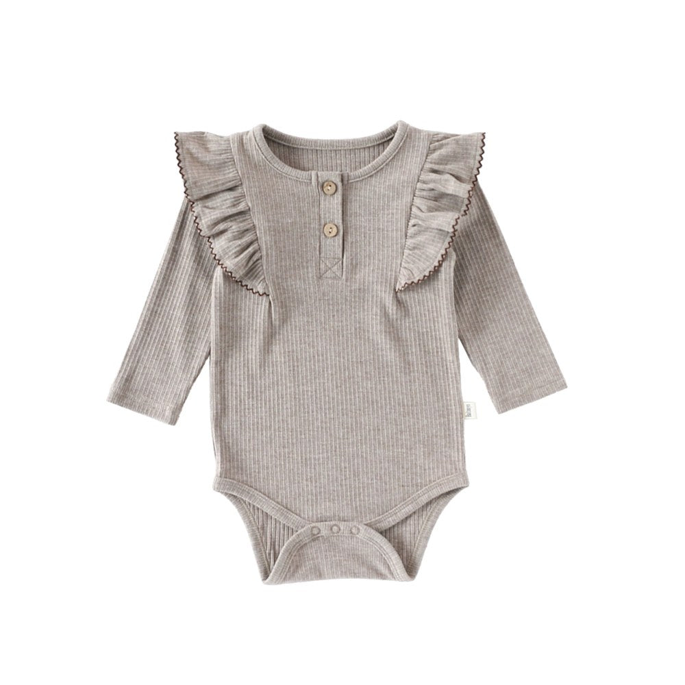 Baby Unisex Long Sleeves Casual Plain Crew Neck Bodysuit and Pants 2-piece Clothing Sets