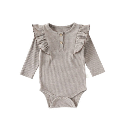 Baby Unisex Long Sleeves Casual Plain Crew Neck Bodysuit and Pants 2-piece Clothing Sets