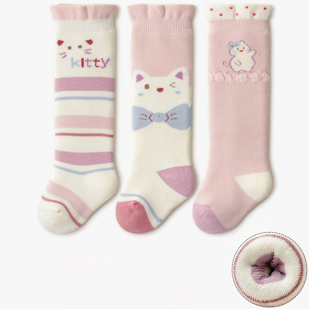 Baby Unisex Breathable Cute Cartoon Pattern Stockings 1 Lot=3-Pair Set