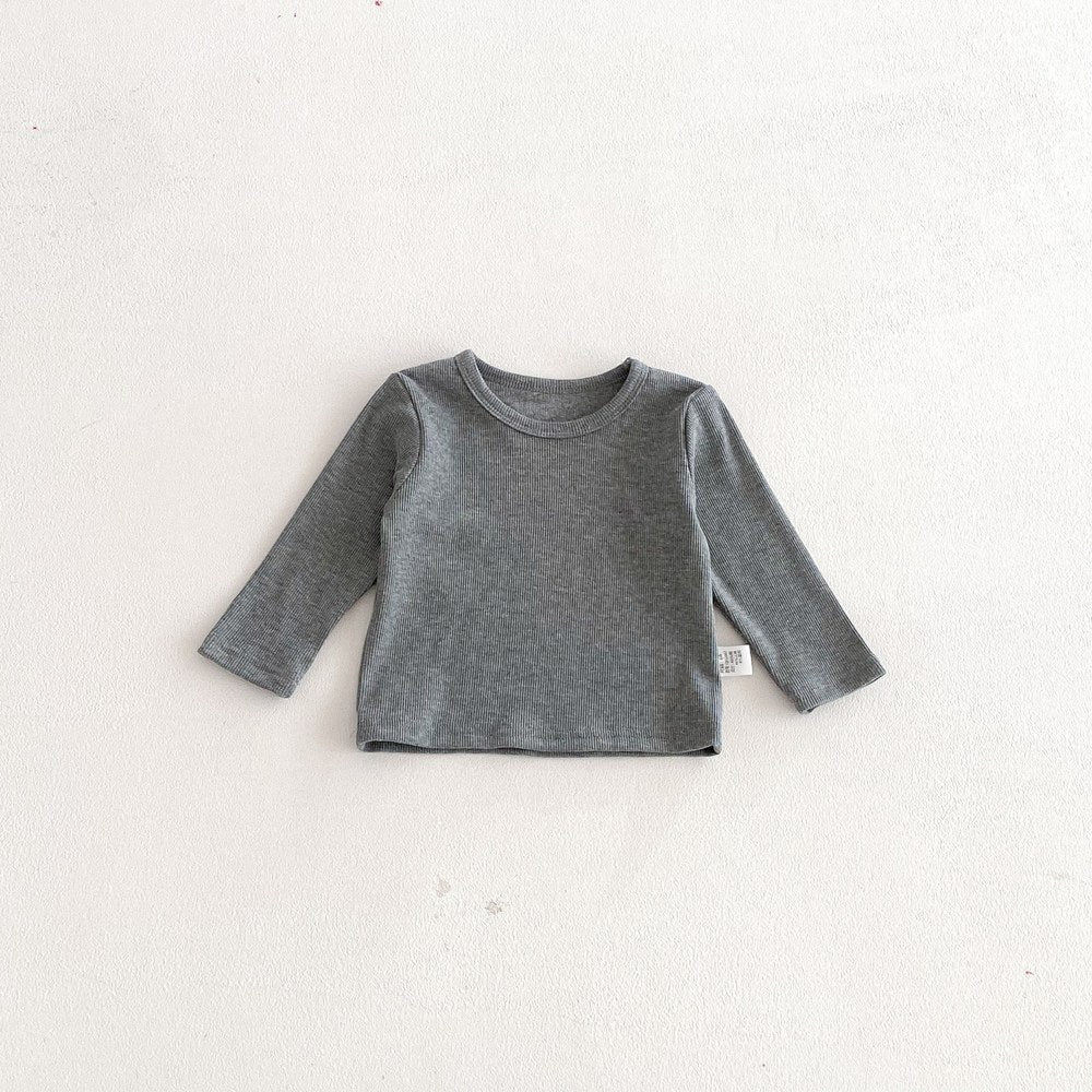Baby Kids Unisex Long Sleeves Plain Grey Top and Leopard Sleeveless Overalls 2-piece Clothing Set