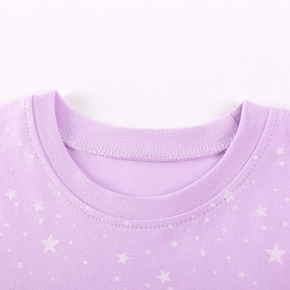 Baby Girls Cute Unicorn and Stars Pattern Short Sleeves Dress
