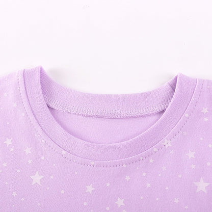 Baby Girls Cute Unicorn and Stars Pattern Short Sleeves Dress