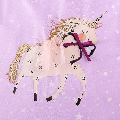 Baby Girls Cute Unicorn and Stars Pattern Short Sleeves Dress