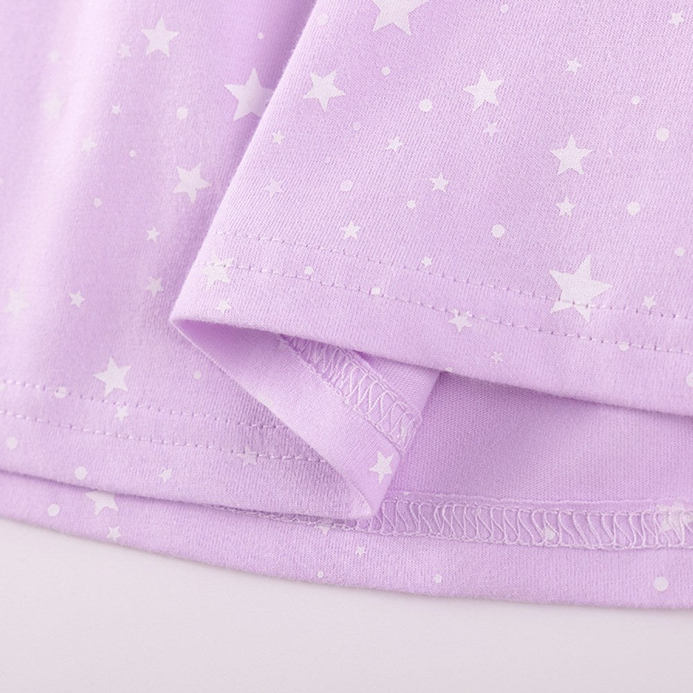 Baby Girls Cute Unicorn and Stars Pattern Short Sleeves Dress