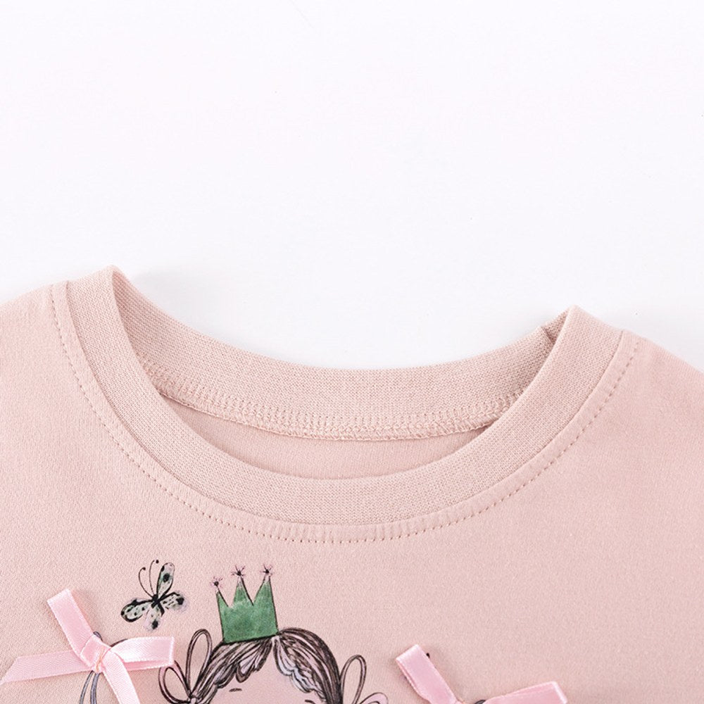 Baby Girls Cute Cartoon and Flowers Pattern Short Sleeves Dress