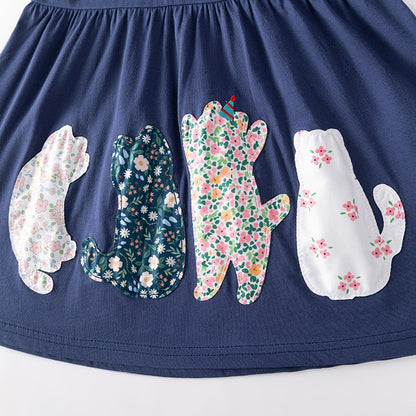 Baby Girls Cute Cats Pattern Short Sleeves Dress