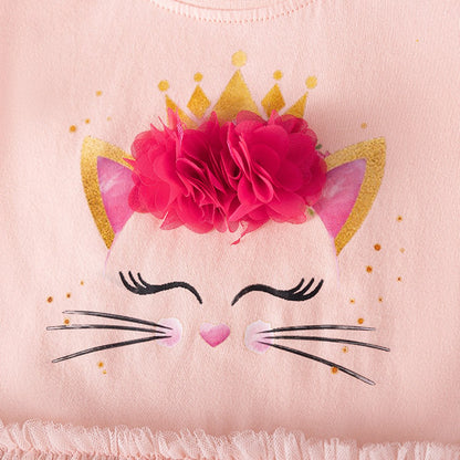 Baby Girls Cute Cats Pattern Fly Sleeves Dress