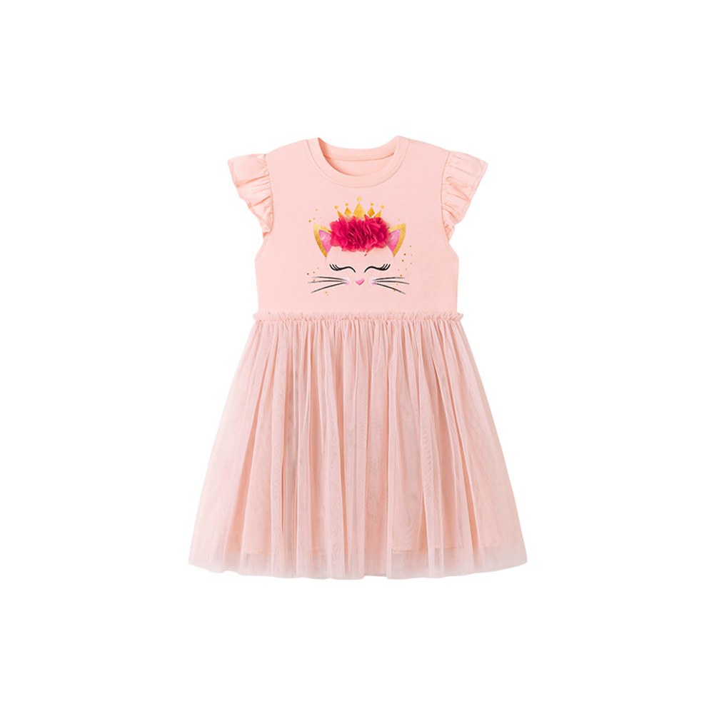 Baby Girls Cute Cats Pattern Fly Sleeves Dress
