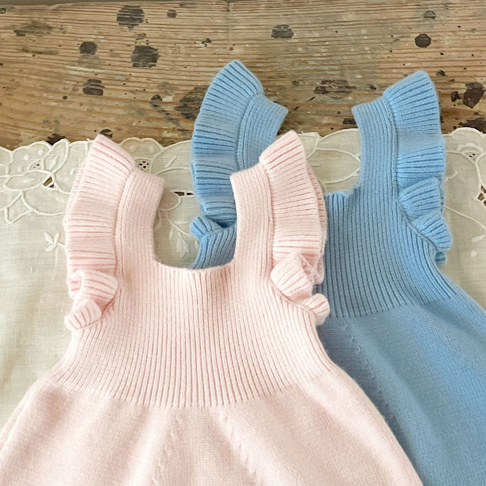 Baby Kids Girls Sleeveless Solid Color Knitted Dress