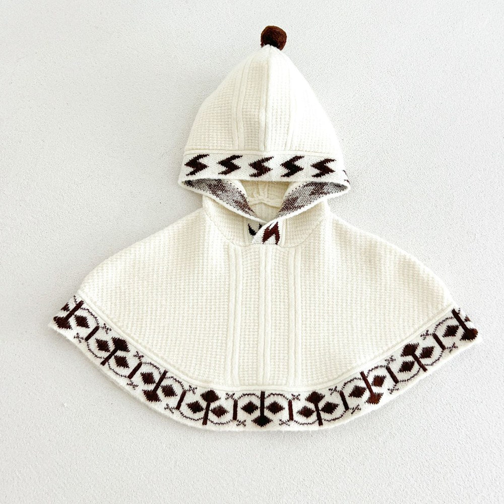 Baby Kids Unisex Vintage Knitted Cape Shawl