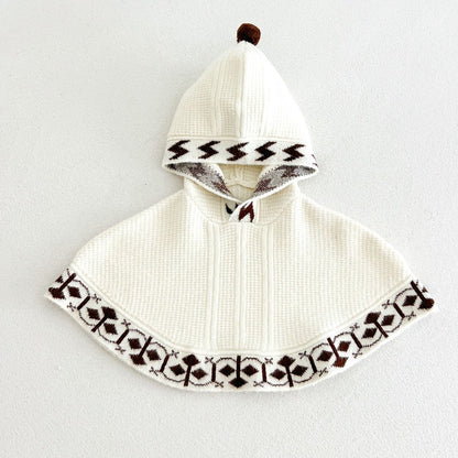 Baby Kids Unisex Vintage Knitted Cape Shawl