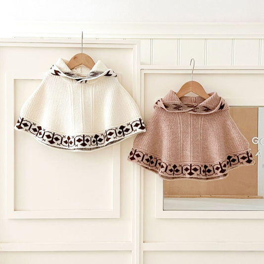 Baby Kids Unisex Vintage Knitted Cape Shawl