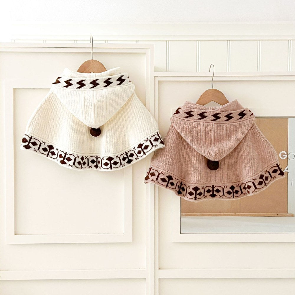 Baby Kids Unisex Vintage Knitted Cape Shawl