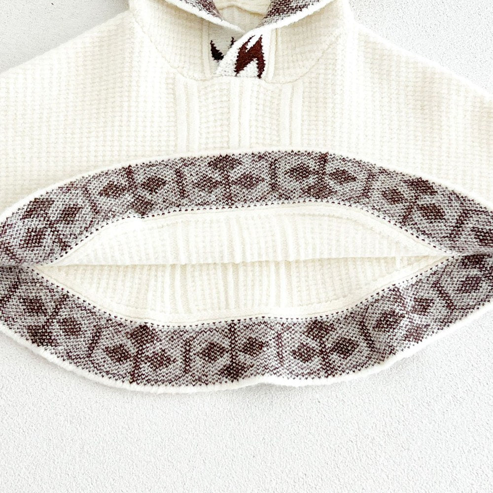 Baby Kids Unisex Vintage Knitted Cape Shawl
