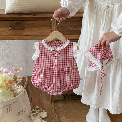 Baby Girls Sleeveless Plaid Pattern Bodysuit