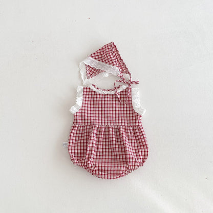 Baby Girls Sleeveless Plaid Pattern Bodysuit
