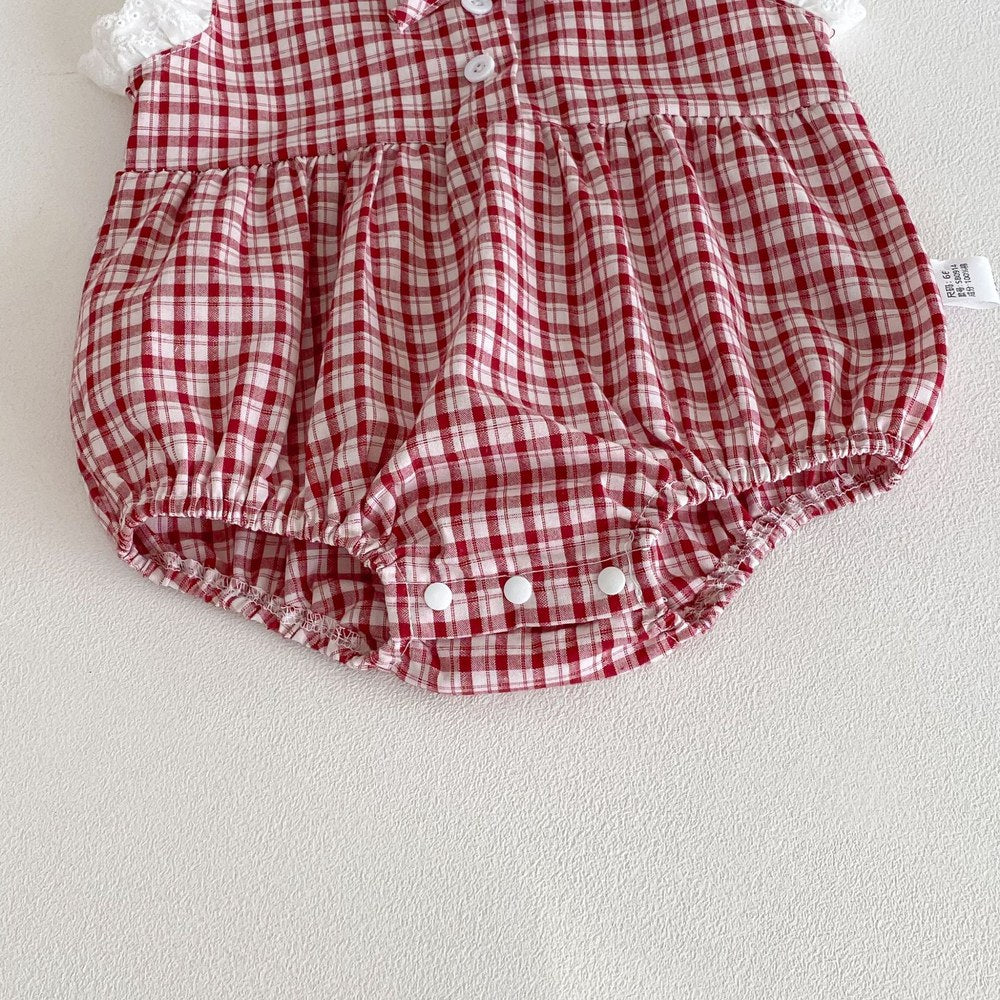Baby Girls Sleeveless Plaid Pattern Bodysuit