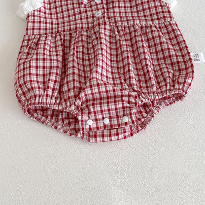 Baby Girls Sleeveless Plaid Pattern Bodysuit