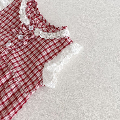 Baby Girls Sleeveless Plaid Pattern Bodysuit
