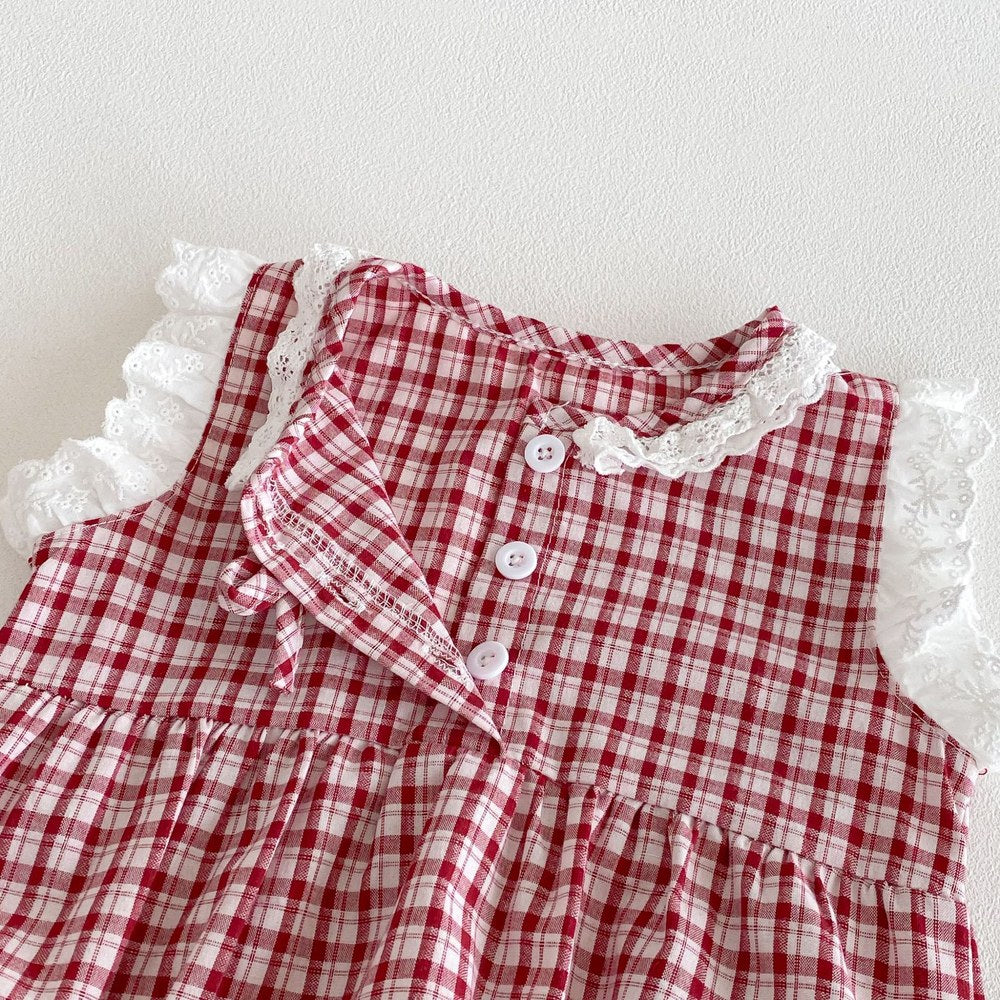 Baby Girls Sleeveless Plaid Pattern Bodysuit
