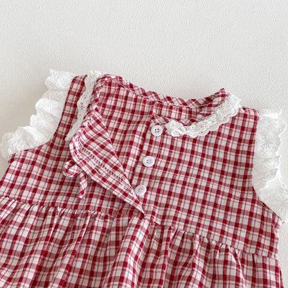 Baby Girls Sleeveless Plaid Pattern Bodysuit