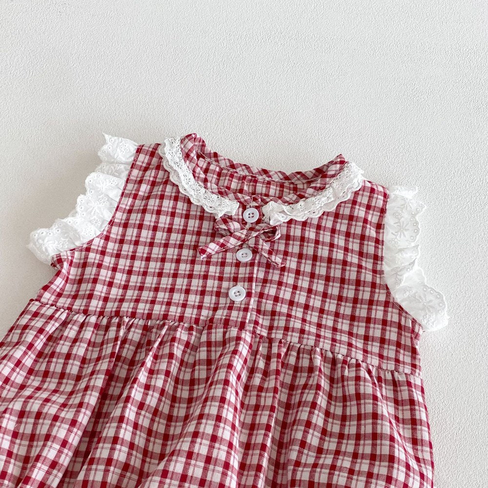 Baby Girls Sleeveless Plaid Pattern Bodysuit