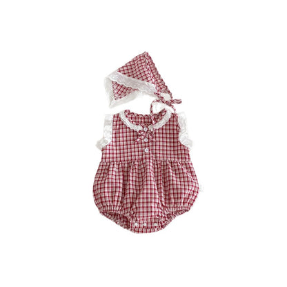 Baby Girls Sleeveless Plaid Pattern Bodysuit