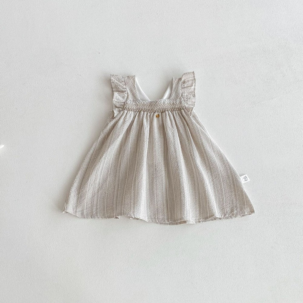 Striped Pattern Sleeveless Square Neck Dress for Stylish Girls