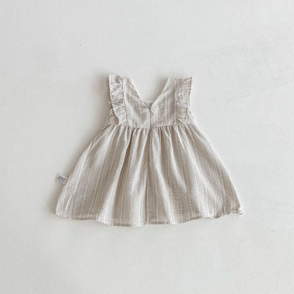 Striped Pattern Sleeveless Square Neck Dress for Stylish Girls