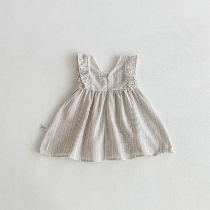 Striped Pattern Sleeveless Square Neck Dress for Stylish Girls