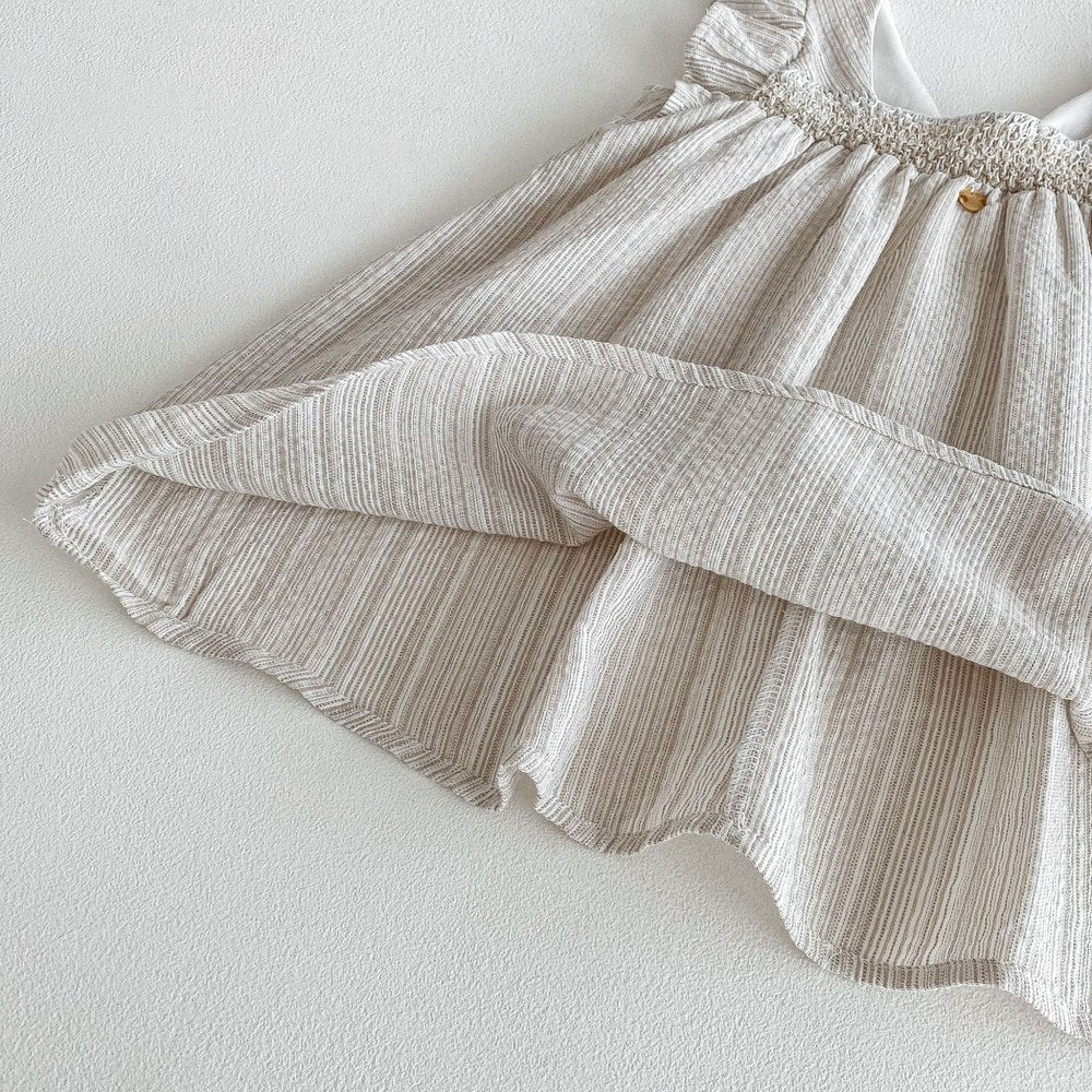 Striped Pattern Sleeveless Square Neck Dress for Stylish Girls