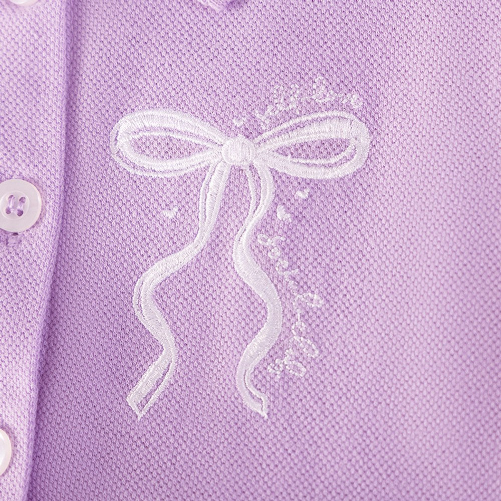 Butterfly-bows Pattern Short Sleeves Turn-down Collar Dress for Stylish Girls
