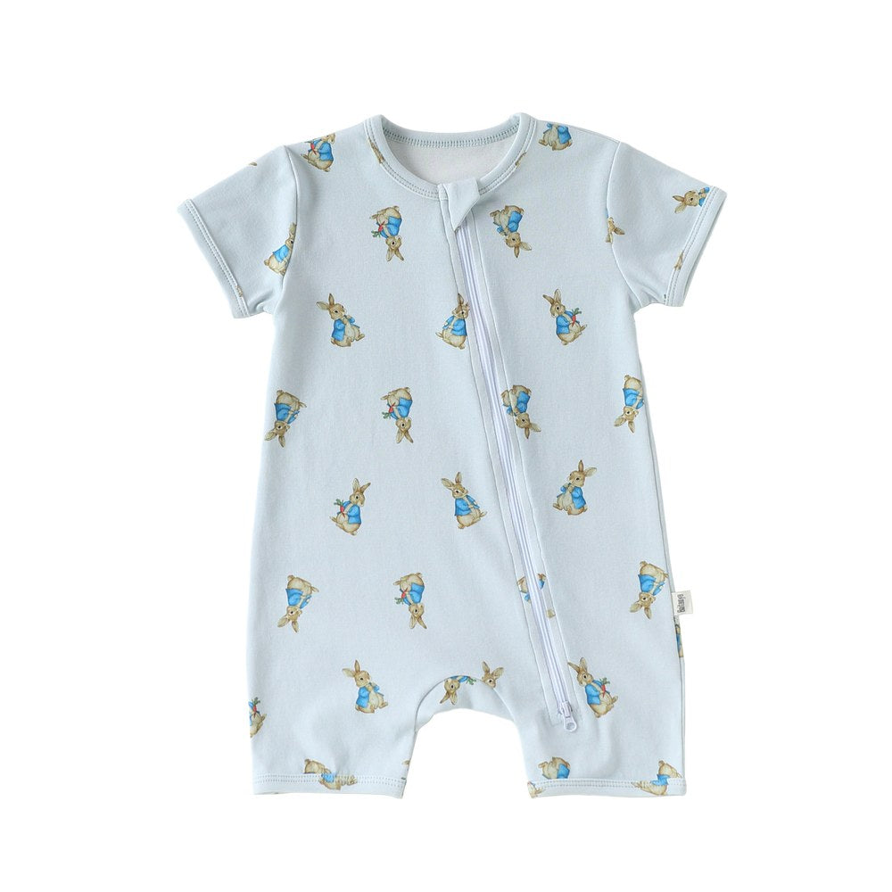 Baby Unisex Sleeveless Cartoon Pattern Zip-Up Rompers Bodysuits