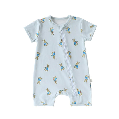 Baby Unisex Sleeveless Cartoon Pattern Zip-Up Rompers Bodysuits