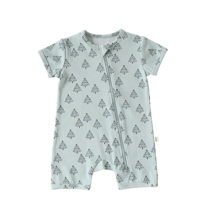 Baby Unisex Sleeveless Cartoon Pattern Zip-Up Rompers Bodysuits