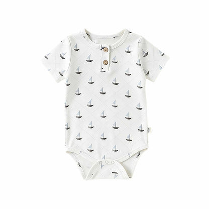 Baby Boys and Girls Short Sleeves Argyle or Striped Bodysuit