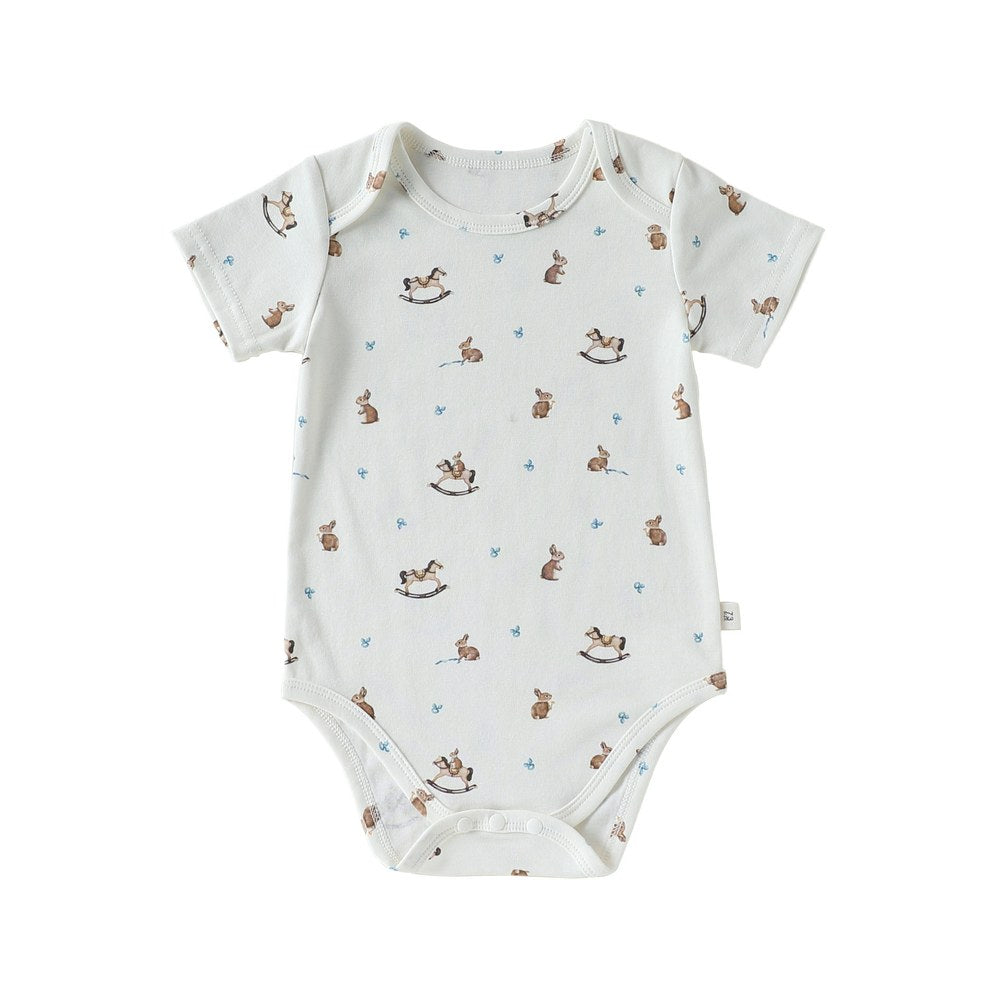Baby Boys and Girls Short Sleeves Cartoon Pattern Bodysuit