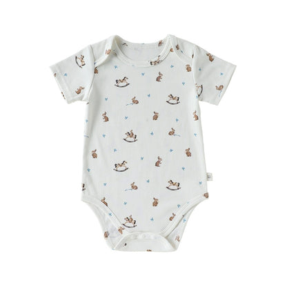 Baby Boys and Girls Short Sleeves Cartoon Pattern Bodysuit