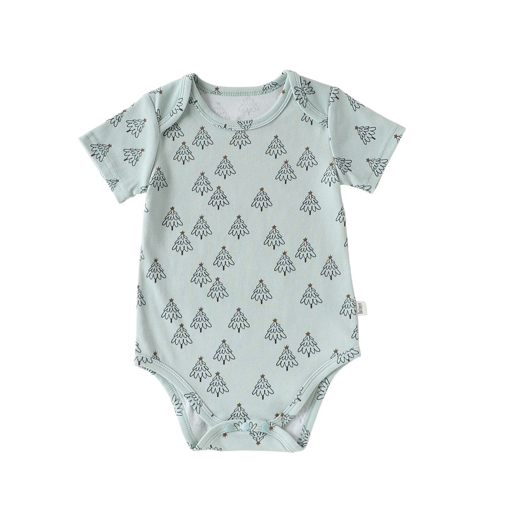 Baby Boys and Girls Short Sleeves Cartoon Pattern Bodysuit