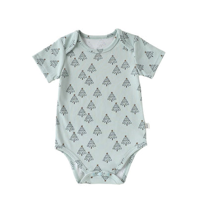 Baby Boys and Girls Short Sleeves Cartoon Pattern Bodysuit