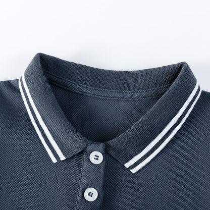 Striped Short Sleeves Turn-down Collar Dress for Stylish Girls