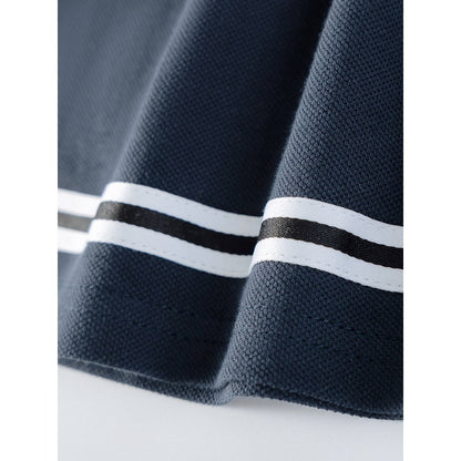 Striped Short Sleeves Turn-down Collar Dress for Stylish Girls