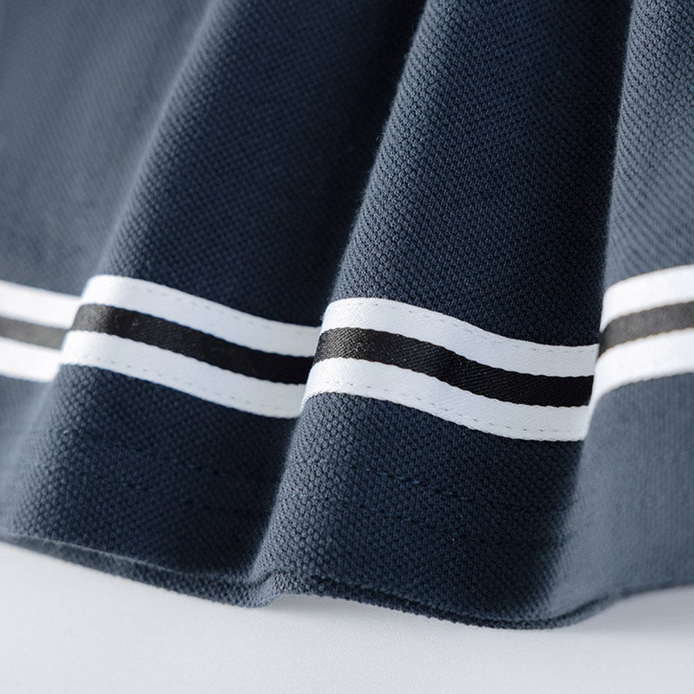 Striped Short Sleeves Turn-down Collar Dress for Stylish Girls