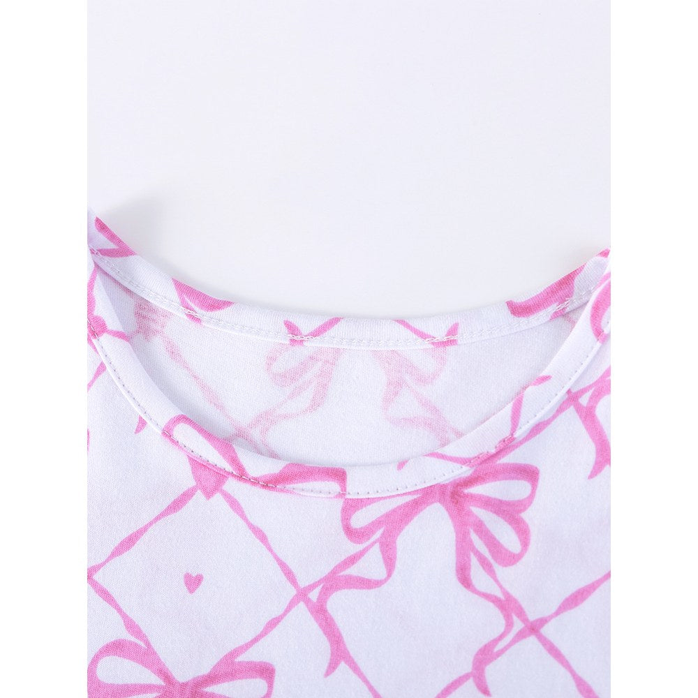 Geometric Pattern Short Sleeves Crew Neck Dress for Stylish Girls