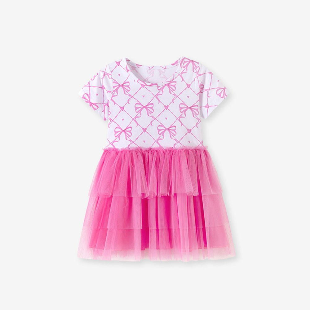 Geometric Pattern Short Sleeves Crew Neck Dress for Stylish Girls