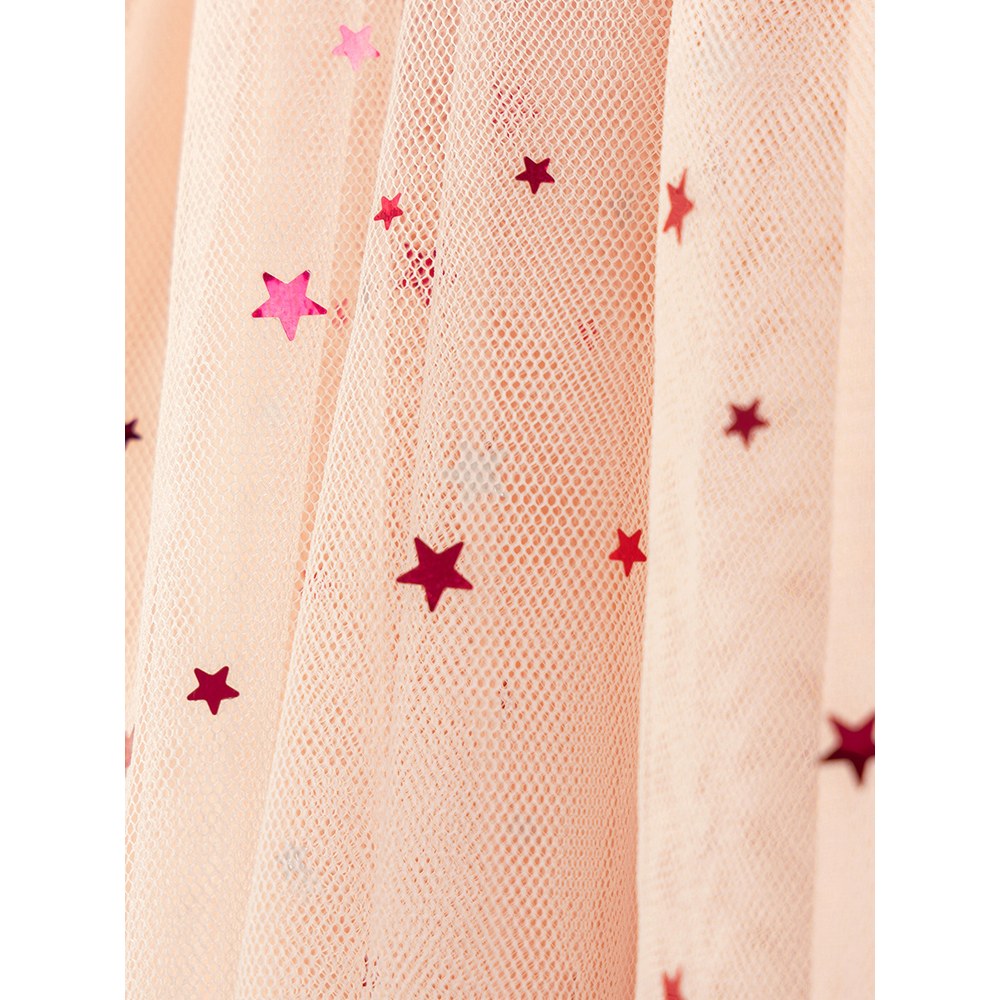 Cartoon and Stars Pattern Short Sleeves Crew Neck Dress for Stylish Girls